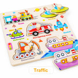 Wooden Montessori Peg Puzzle - Hand-Grip Toddler Board thumbnail 4