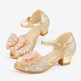 Girls' Princess Crystal Heel Sandals with Pearl Bow thumbnail 2