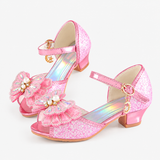 Girls' Princess Crystal Heel Sandals with Pearl Bow thumbnail 4