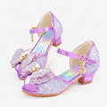 Girls' Princess Crystal Heel Sandals with Pearl Bow