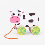 Nachziehbares Holzauto mit Tiermotiv – Montessori-Lauflernspielzeug Miniaturansicht 2