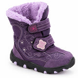 Kids Purple Winter Snow Boots, Plush-Lined Butterfly Print Waterproof thumbnail 2