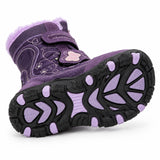 Kids Purple Winter Snow Boots, Plush-Lined Butterfly Print Waterproof thumbnail 4