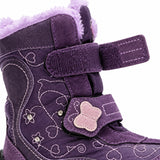 Kids Purple Winter Snow Boots, Plush-Lined Butterfly Print Waterproof thumbnail 3