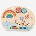 Wooden Rainbow Sensory Busy Board for Toddlers
