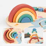 Wooden Rainbow Sensory Busy Board for Toddlers miniatura 3