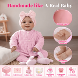 Reborn babypop, 43 cm – Realistisch zacht vinyl, poseerbaar, lachende pasgeborene met accessoires miniatuur 5