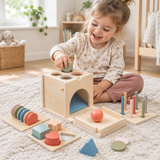 Boîte de tri de formes Montessori en bois – Jouet sensoriel 4-en-1 miniature 6
