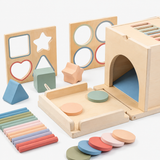 Boîte de tri de formes Montessori en bois – Jouet sensoriel 4-en-1 miniature 4