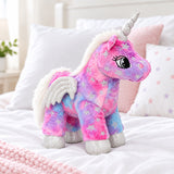 Peluche licorne magique de 27 cm avec ailes argentées et étoiles miniature 4