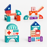 Wooden City Building Blocks Stacking Toy with Carry Case miniatura 4