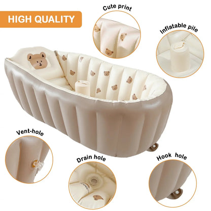 Baby in inflatable travel bath