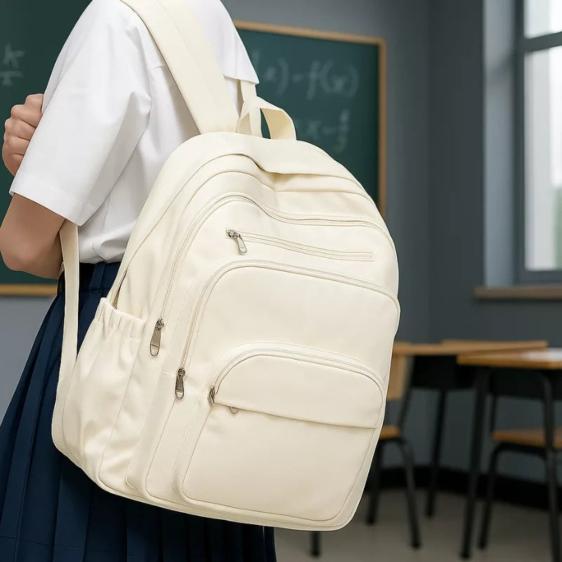 Kid wearing school backpack