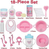 18-Piece Baby Doll Care Accessory Set with Carry Bag thumbnail 3