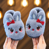 Pantoufles lapin à nœud duveteuses pour filles, chaussons d'intérieur en peluche chaude pour l'hiver miniature 3