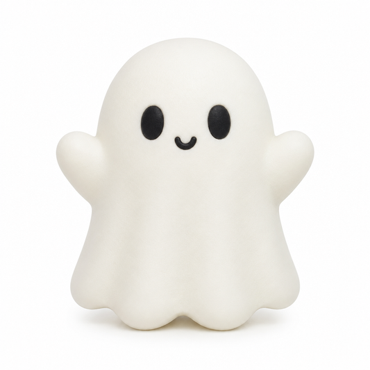 Ghost white squishy fidget toy with soft matte foam texture