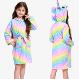 Robe de chambre en flanelle licorne pour fille miniature 4