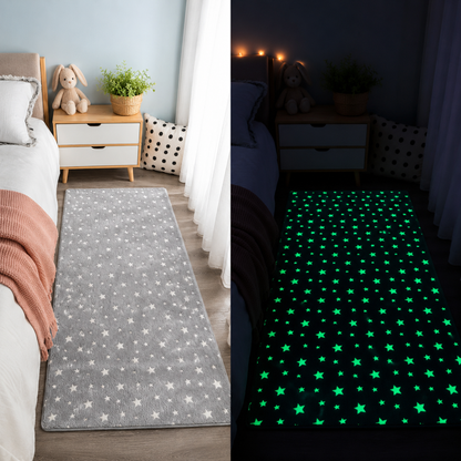 Grey starry sky glow rug