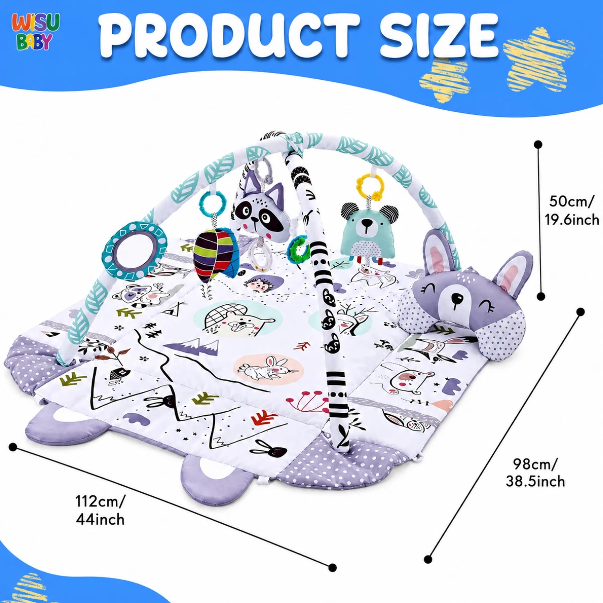 Baby activity gym size chart