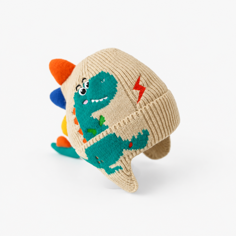 Kids Dinosaur Knitted Winter Hat with Ear Flaps