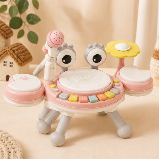 Kids 4-in-1 musical drum toy in pink