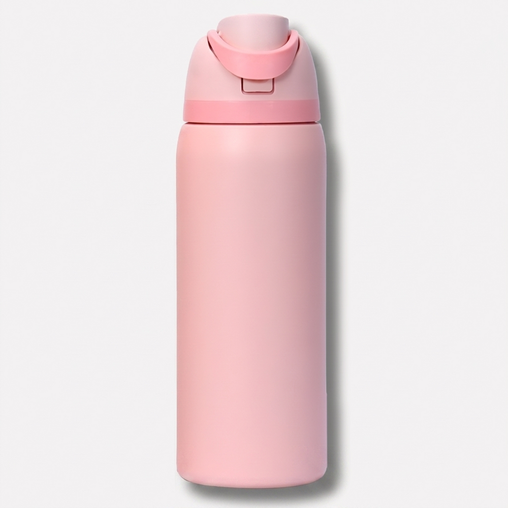 Insulated Water Bottle with Built-In Straw
