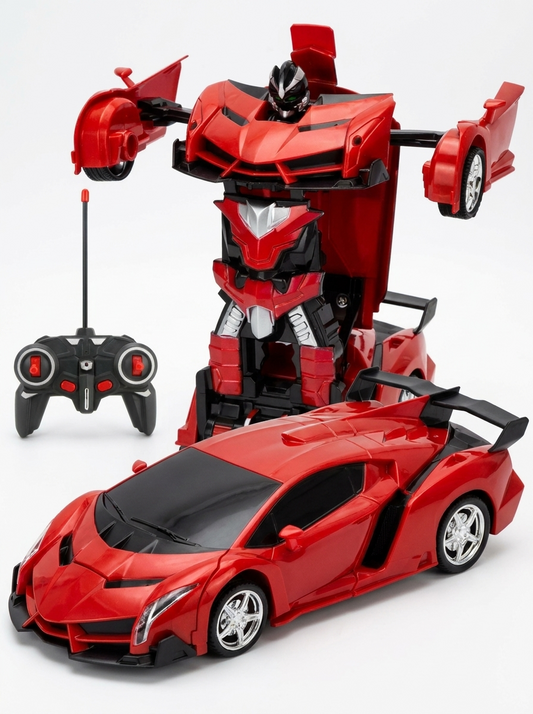 Red transformer RC car in car mode