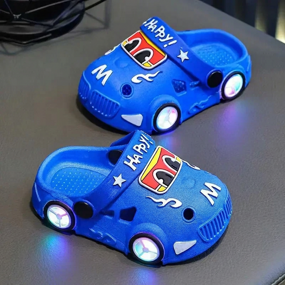 LED Car Slippers | Light-Up Kids Slip-On Shoes
