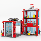 City Fire Station Building Block Set with Helicopter & Truck - 784 Pieces thumbnail 2