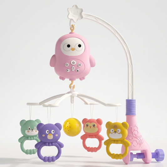 360° musical baby crib mobile, Teal Owl Rattle Mobile style