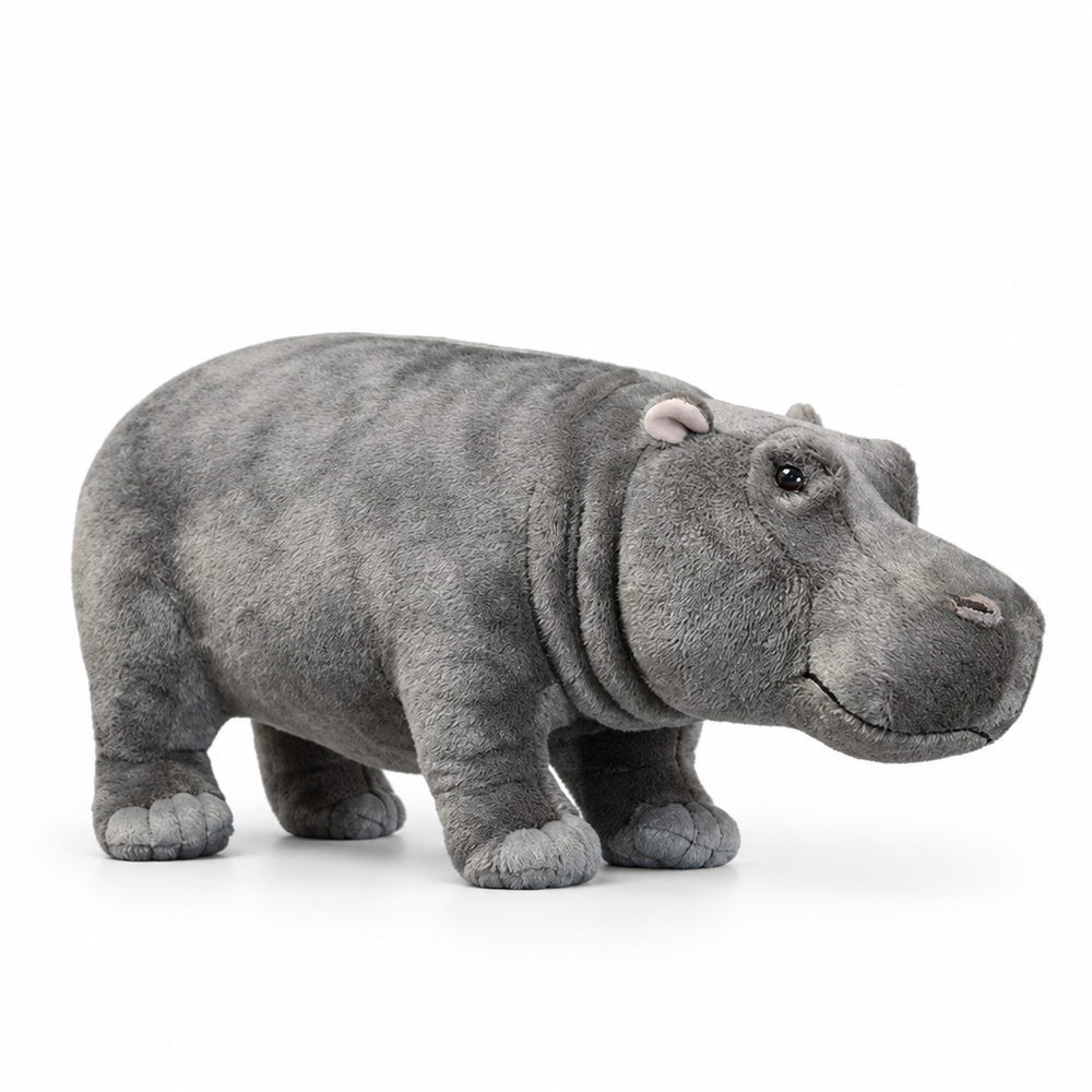 Realistic Hippo Plush Toy - Soft Lifelike Stuffed Animal, 3+ Years