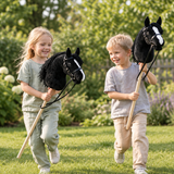 Plush Hobby Horse Stick - Black Ride-On Horse Toy thumbnail 2