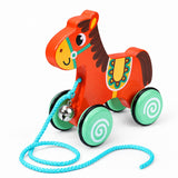Jouet à tirer en bois en forme d'animal avec clochette miniature 3