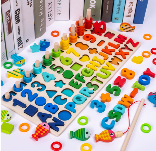 Montessori Fishing Math Board Pastel XL wooden educational toy