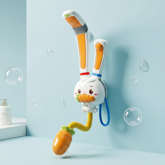 Baby bunny bath shower toy with suction cup wall sprinkler
