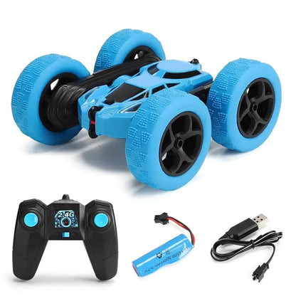 RC stunt car in action