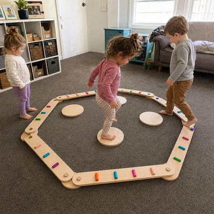 Montessori balance beams and stones set