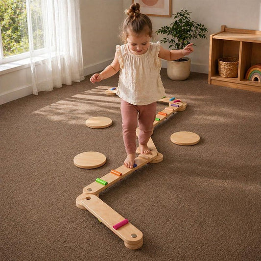 Montessori balance beams and stones set