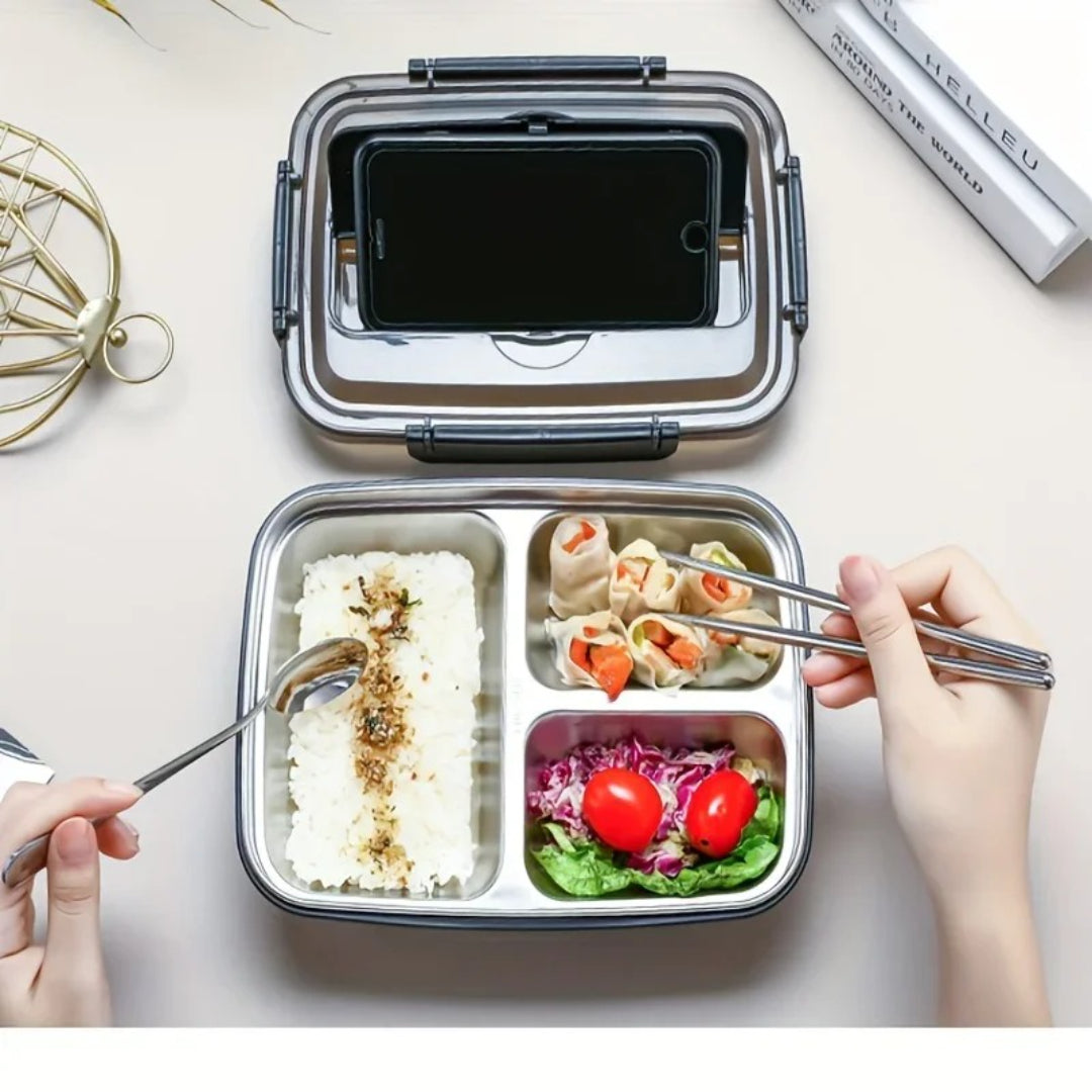 Stainless steel bento lunchbox – main view