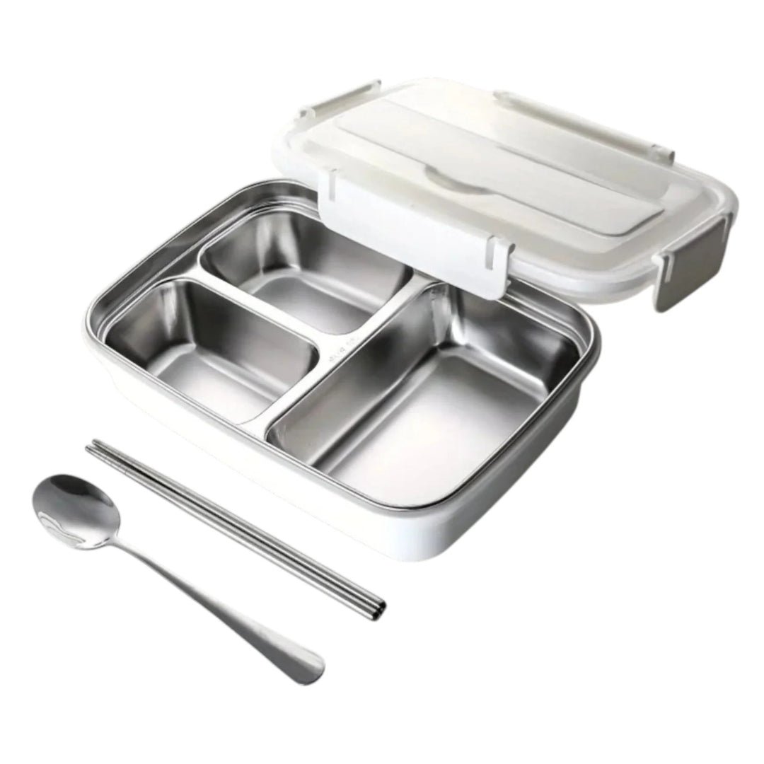 White stainless steel bento lunchbox