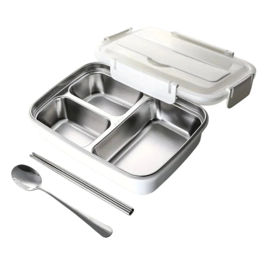 White stainless steel bento lunchbox