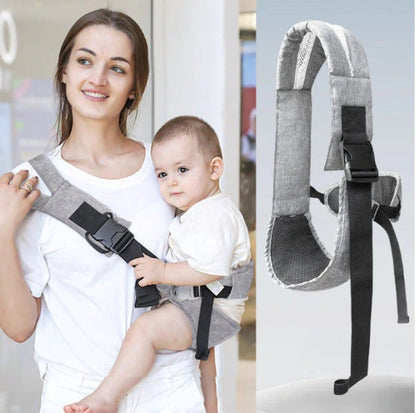 Adjustable baby wrap carrier in gray
