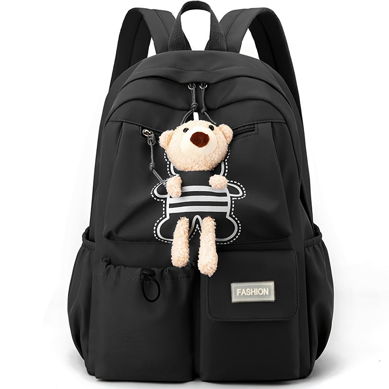 Kids School Backpack with Plush Teddy Bear Keychain