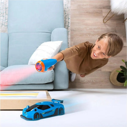 Blue RC wall-climbing car
