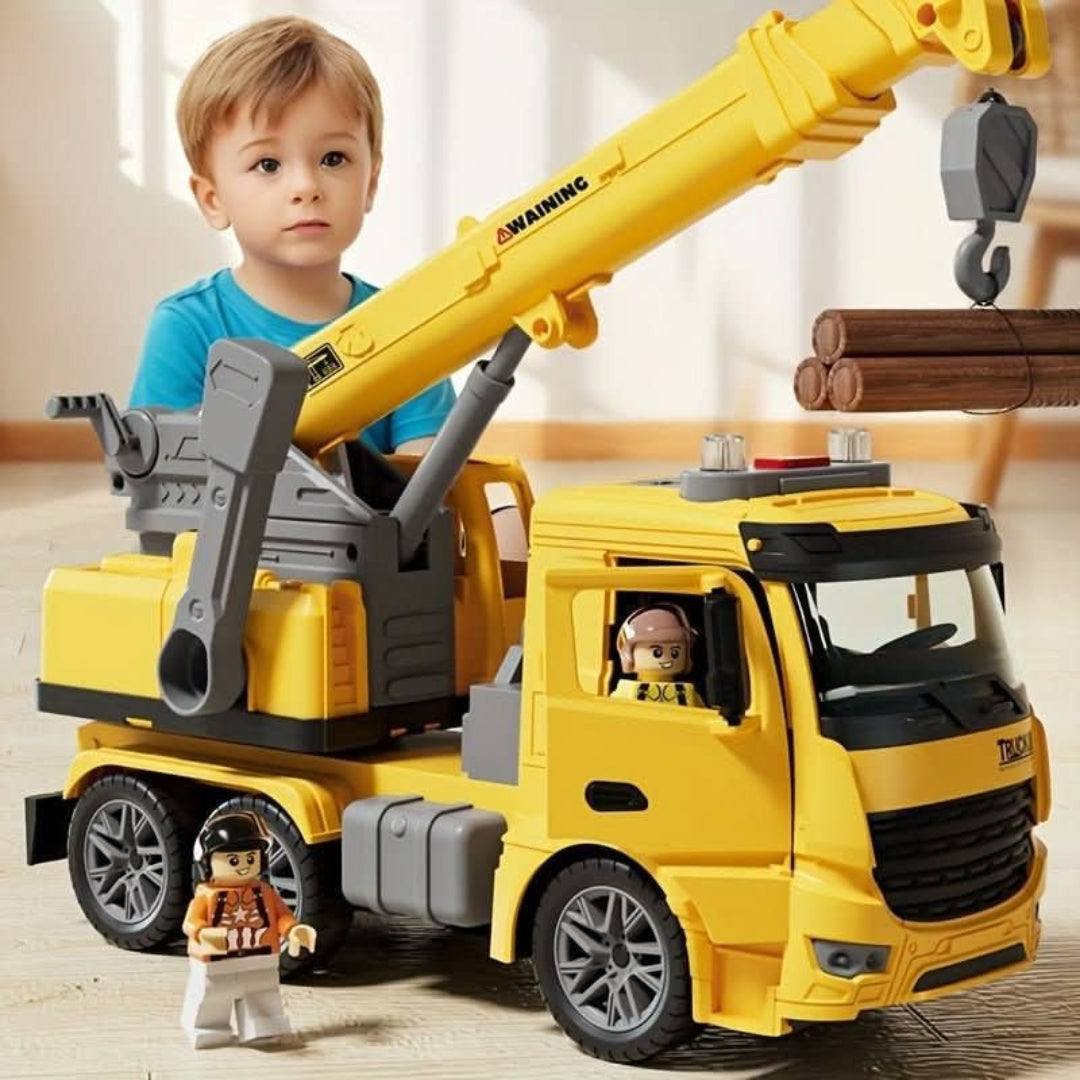 Yellow construction crane toy