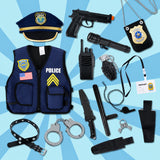 Kids Police Officer Costume Set – 14-Piece Vest, Cap & Accessories thumbnail 3