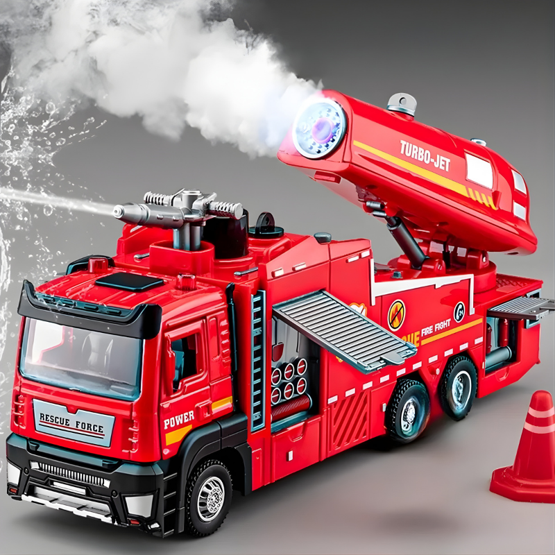 Fire Rescue Truck Toy with Lights, Sound & Water Spray