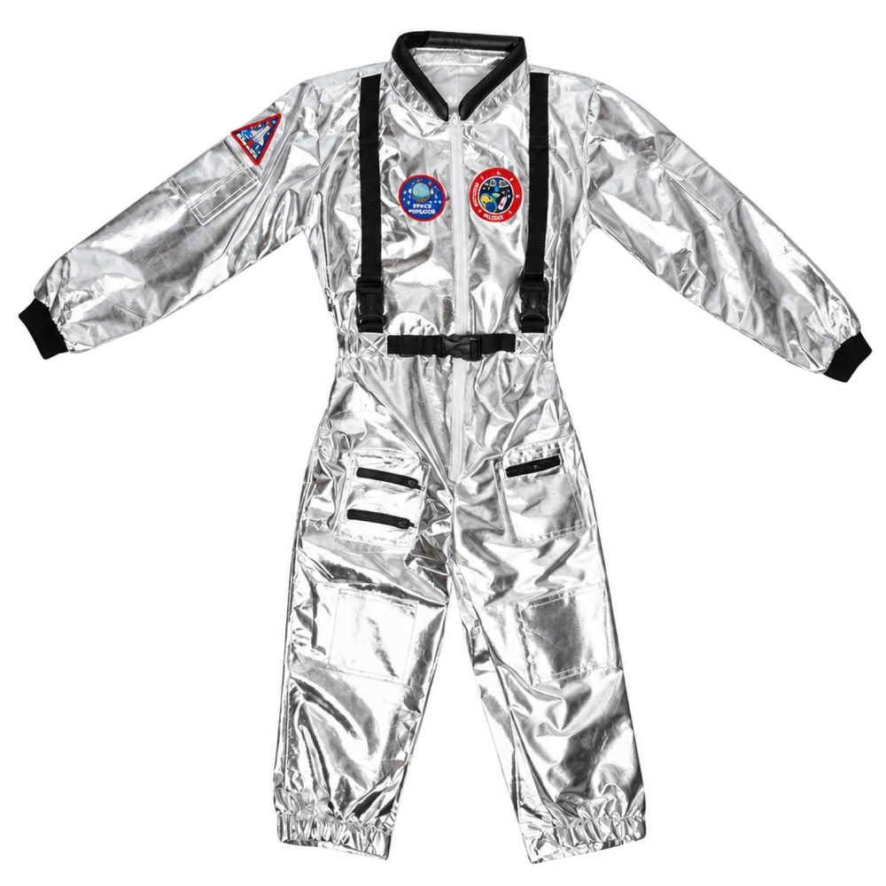 Kids Astronaut Costume - Silver Space Jumpsuit, S-XL