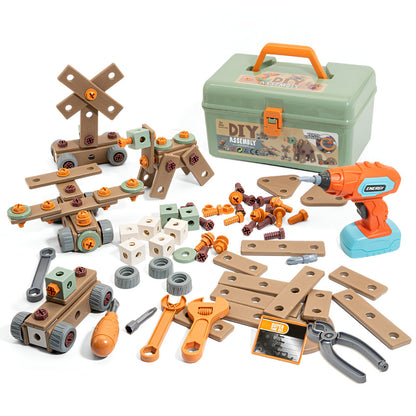 Child playing with tool construction set