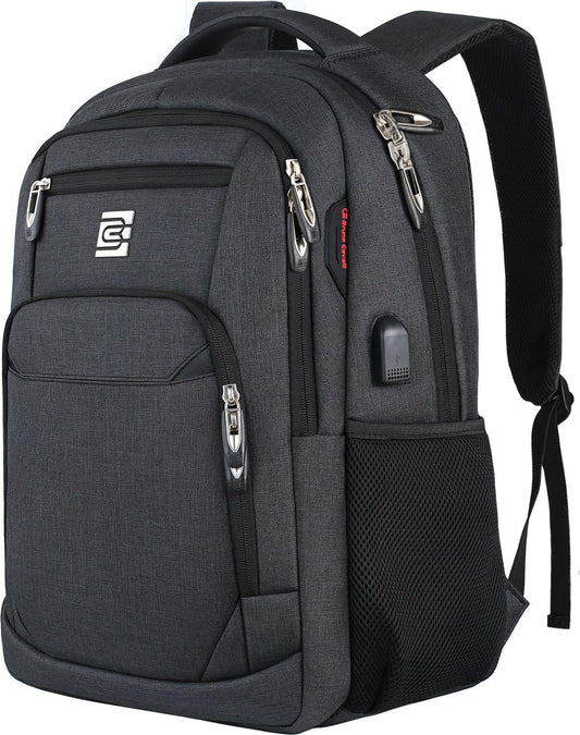 Anti-theft laptop backpack with USB port – black